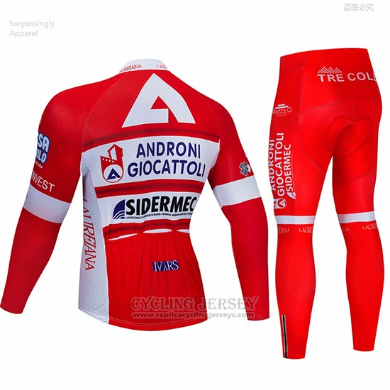 2019 Cycling Jersey Androni Giocattoli Red White Long Sleeve and Bib Tight